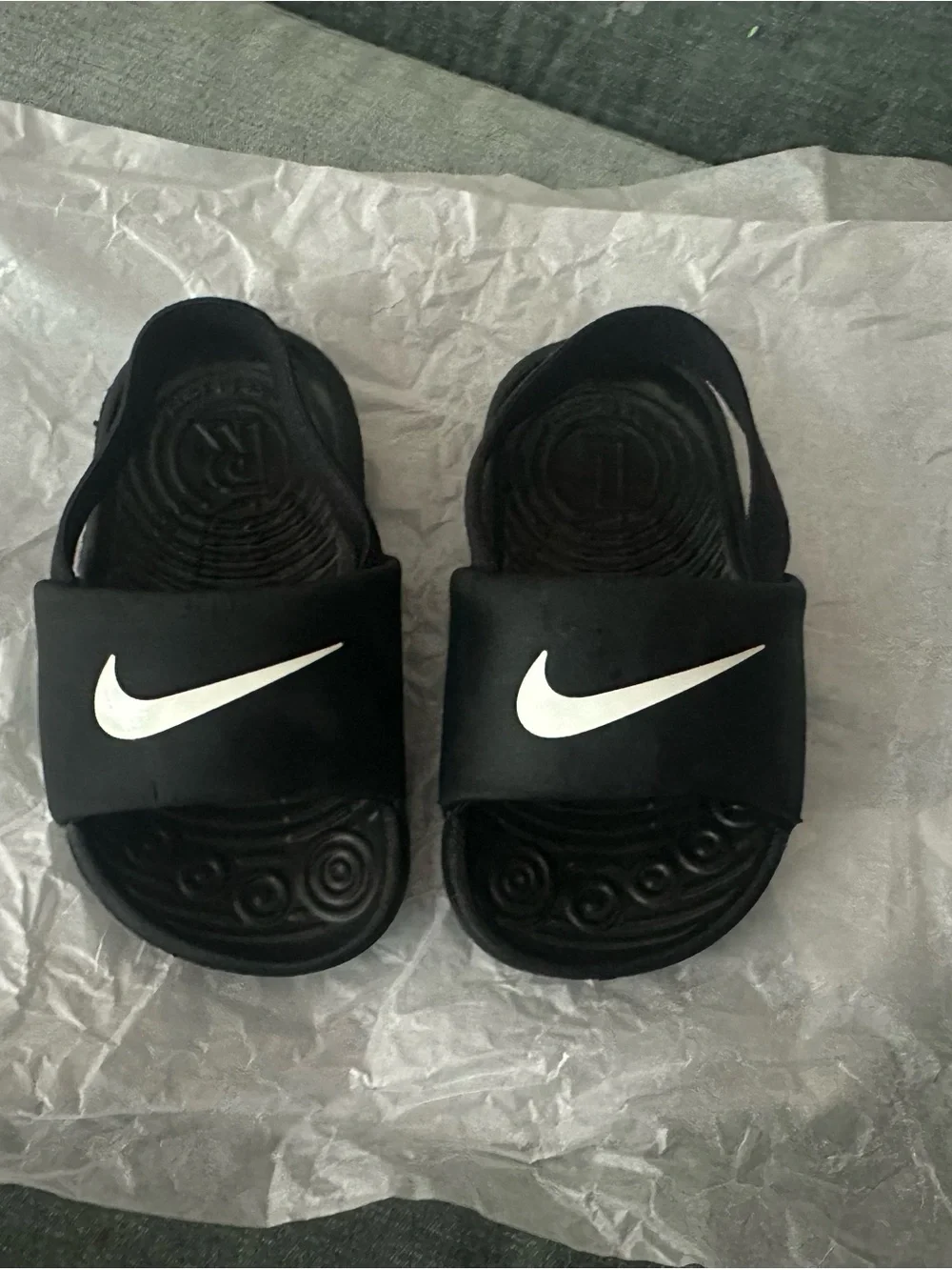 Nike Black Slide Sandals with White Swoosh for Kids